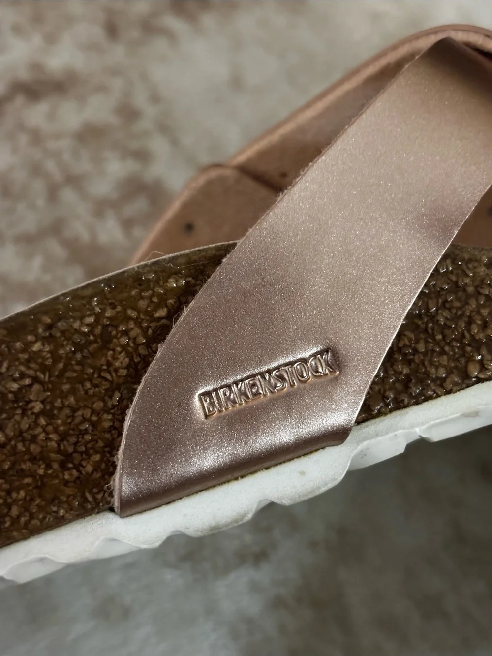 Birkenstock Yao Rose Gold Metallic Slide Sandals Size 38 US 7/7.5